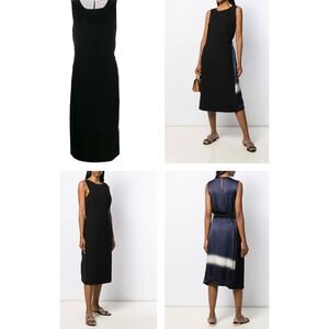 Tory Burch Black‎ Midi Dress Striped Panel Sleeveless Belted size 0